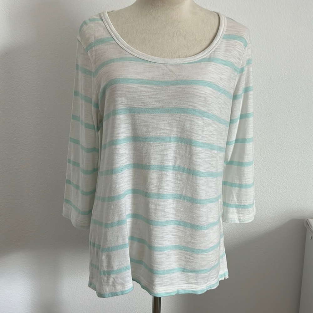 Vineyard Vines 3/4 Length Striped Cotton Shirt Top